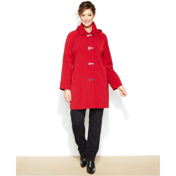 London Fog Rain Trench Coat Size 1X Red Outdoor  Rain fall - Picture 1 of 13